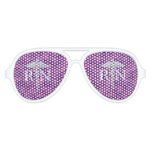 Registered Nurse RN Caduceus on Pink Camouflage Aviator Sunglasses
