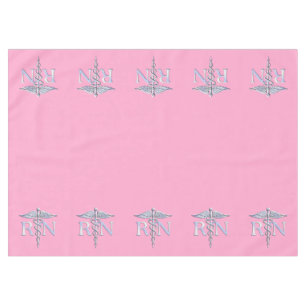 Registered Nurse RN Caduceus on Pink Rose Tablecloth