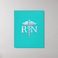 Registered Nurse RN Caduceus on Turquoise
