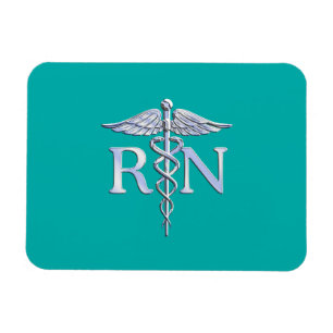 Registered Nurse RN Caduceus on Turquoise Magnet