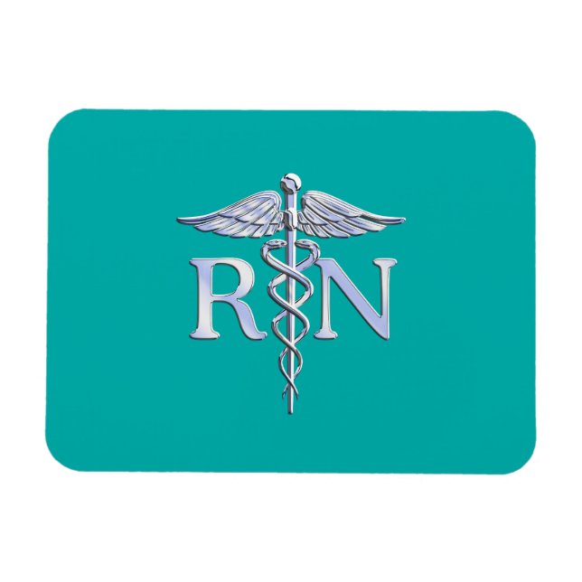 Registered Nurse RN Caduceus on Turquoise Magnet (Horizontal)