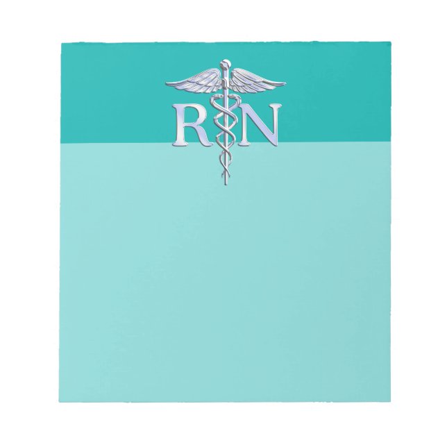 Registered Nurse RN Caduceus on Turquoise Notepad (Front)