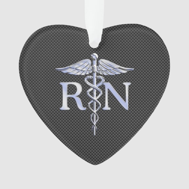 Registered Nurse RN Caduceus Snakes Black Carbon Ornament (Front)