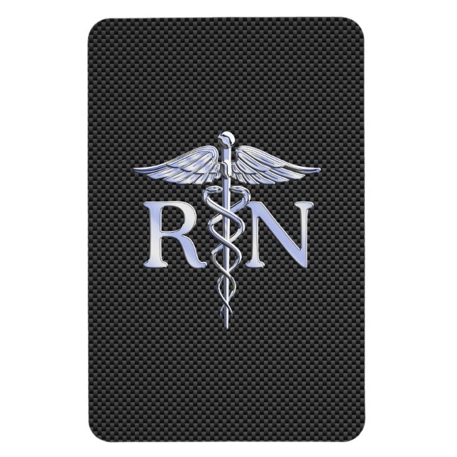 Registered Nurse RN Caduceus Snakes Carbon Magnet (Vertical)