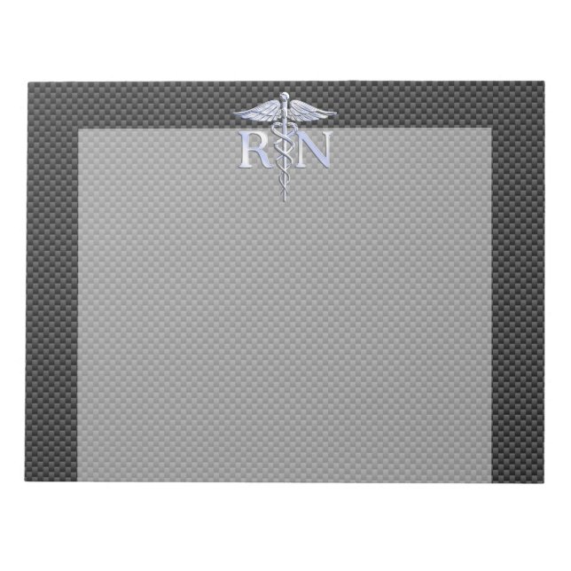 Registered Nurse RN Caduceus Snakes Carbon Notepad (Front)