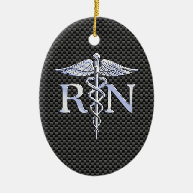 Registered Nurse RN Caduceus Snakes Decor Ceramic Ornament (Front)