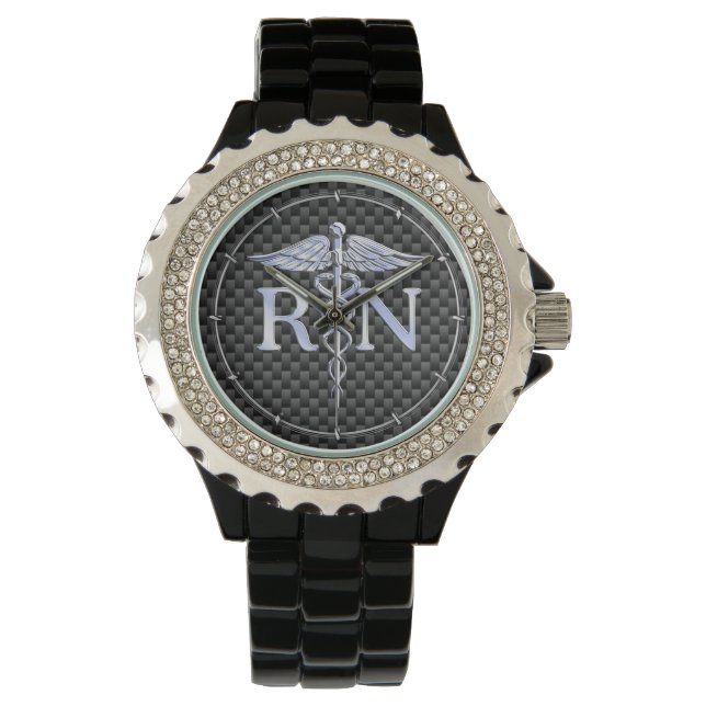 Registered Nurse RN Caduceus Snakes Decor Watch (Front)