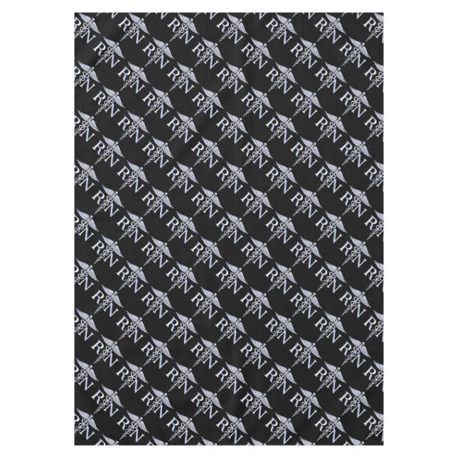 Registered Nurse RN Caduceus Snakes on Black Decor Tablecloth (Front)