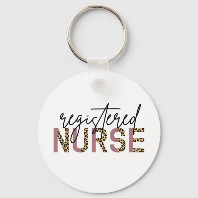 Registered Nurse RN Cheetah Nurse Appreciation  Keychain (Front)