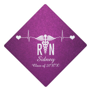 Registered Nurse (RN) EKG Caduceus Personalized Graduation Cap Topper