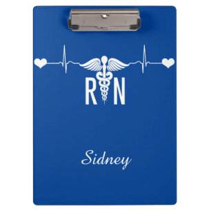 Registered Nurse (RN) EKG Caduceus Symbol Clipboard