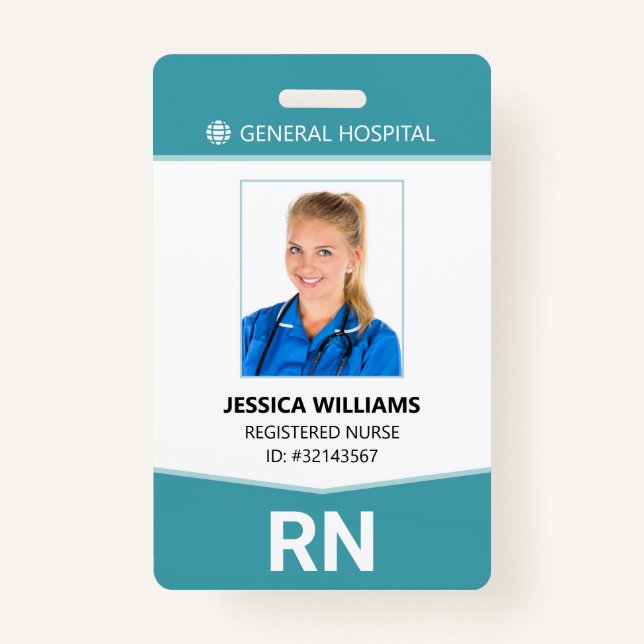 Registered Nurse RN Employee ID Badge (Front)
