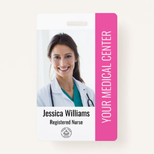 Registered Nurse RN Employee ID Pink Badge