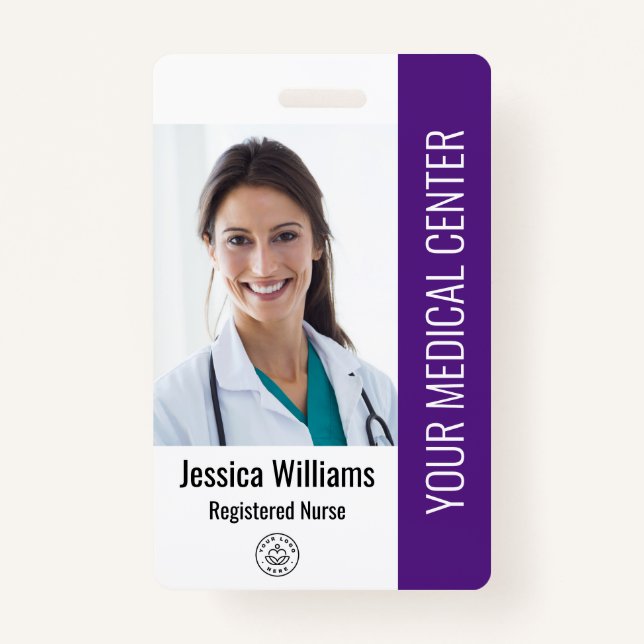 Registered Nurse RN Employee ID Purple Badge (Front)