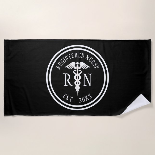 Registered Nurse RN Graduation Custom Year Beach Towel (Front)