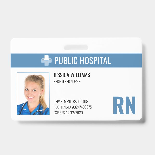 Registered Nurse RN Hospital Employee ID Badge (Front)