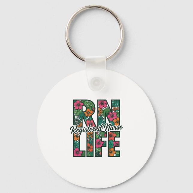 Registered Nurse RN Life Floral Vector Design_1 Keychain (Front)