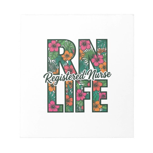 Registered Nurse RN Life Floral Vector Design_1 Notepad (Front)