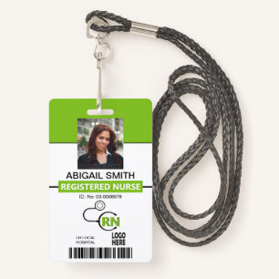 Registered nurse RN lime green photo template Badge