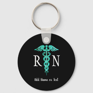 Registered Nurse RN Medical Caduceus Personalized Keychain