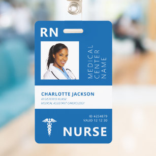 Registered nurse RN medical employee photo ID Badge