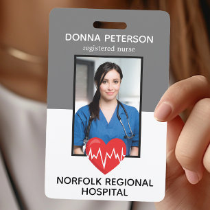 Registered Nurse RN Medical Grey Photo ID Work Badge
