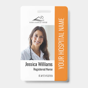 Registered Nurse RN Medical Orange Photo ID Work Badge