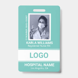 Registered Nurse RN Photo Template White and Green Badge