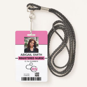 Registered nurse RN pink photo template Badge