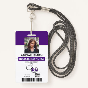 Registered nurse RN purple photo template Badge