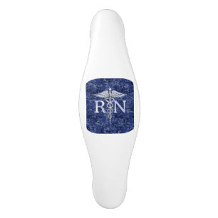 Registered Nurse RN Silber Caduceus Navy Blue Camo Ceramic Cabinet Pull