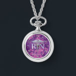 Registered Nurse RN Silver Caduceus Monogram Watch<br><div class="desc">The Symbolic Chrome Style Caduceus Medical Symbol design presented here on a fuchsia pink digital camouflage background. The caduceus snakes is designed to look like it is made of chrome. Good for a graduation occasion, a statement for your profession, or for a gift with that medical look your are looking...</div>