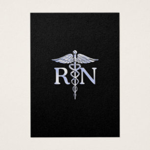 Registered Nurse RN Silver Caduceus on Black