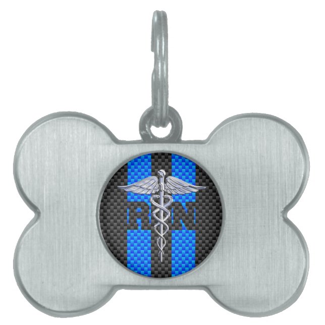 Registered Nurse RN Silver Caduceus Pet Tag (Front)