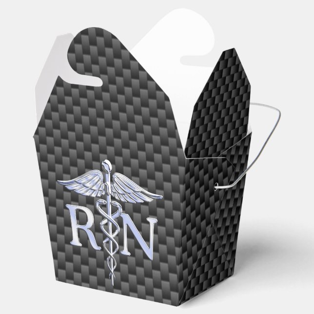 Registered Nurse RN Silver Caduceus Snakes Favor Box (Opened)