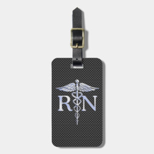 Registered Nurse RN Silver Caduceus Snakes Luggage Tag