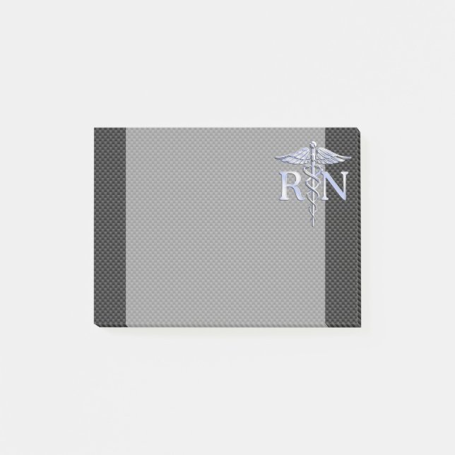 Registered Nurse RN Silver Caduceus Snakes Post-it Notes (Front)