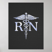 Registered Nurse RN Silver Caduceus Snakes