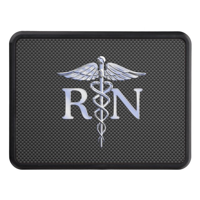 Registered Nurse RN Silver Caduceus Snakes Trailer Hitch Cover (Front)