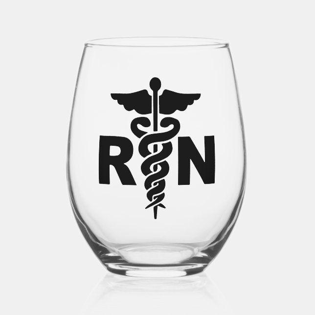 Registered Nurse RN Stemless Wine Glass (Front)