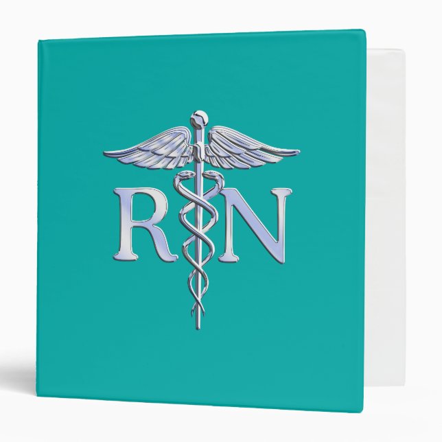 Registered Nurse RN Stylish Caduceus on Turquoise Binder (Front/Inside)