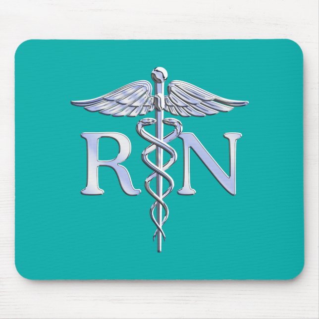 Registered Nurse RN Stylish Caduceus on Turquoise Mouse Pad (Front)