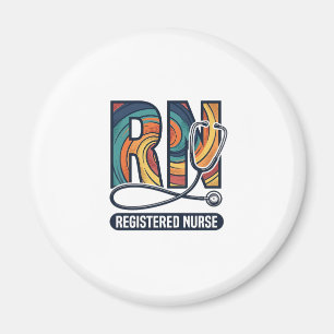 Registered Nurse RN Vintage Rainbow Vector Design_ Magnet
