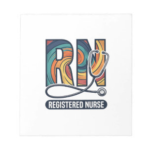 Registered Nurse RN Vintage Rainbow Vector Design_ Notepad