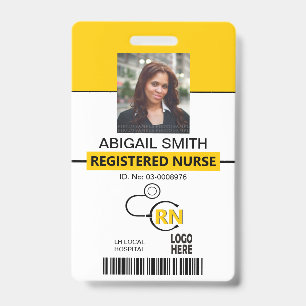 Registered nurse RN yellow photo template Badge