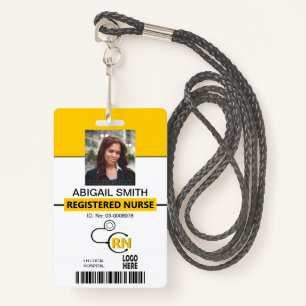 Registered nurse RN yellow photo template Badge