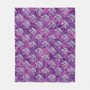 Registered Nurse Silver Caduceus Pink Camouflage Fleece Blanket