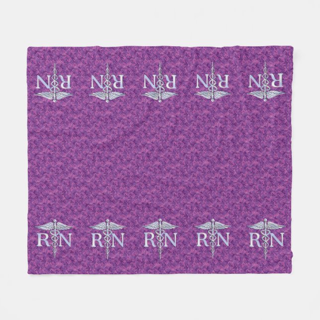 Registered Nurse Silver Caduceus Pink Camouflage Fleece Blanket (Front (Horizontal))
