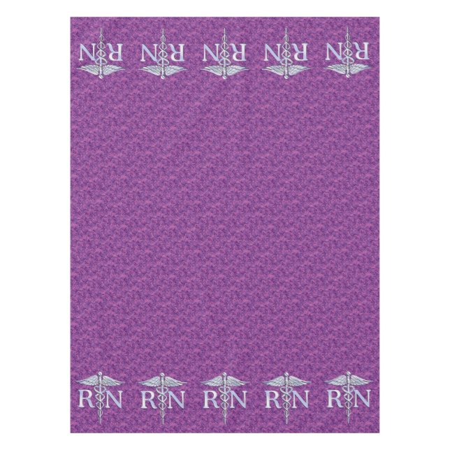 Registered Nurse Silver Caduceus Pink Camouflage Tablecloth (Front)