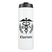 Registered Nurse Simple Black and White Caduceus  